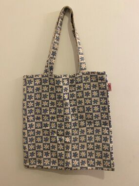 Lisa Says Gah! Denim Shopper Tote Bag - Blue Daisy Check